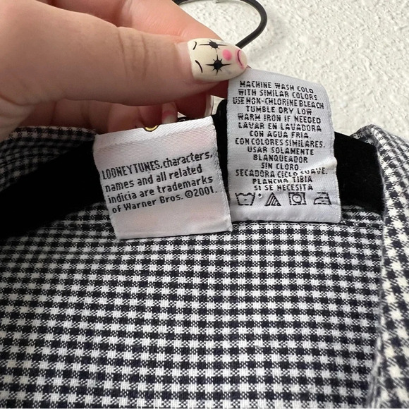 Vintage Tweety Looney Tunes Gingham Button Front Short Sleeve Top Sz Small - Picture 5 of 6